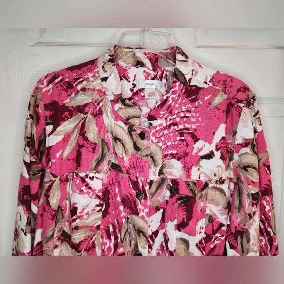 CJ BANKS  SIZE 1X linen/rayon blend , 3/4 sleeve button front jacket. - Picture 3 of 8